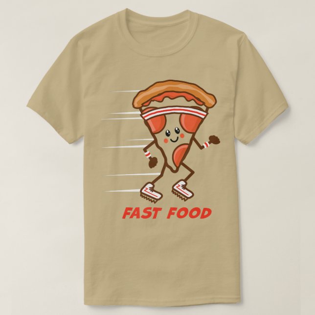 Camiseta Fun Fast Food Pizza Corriendo Sneakers Hung (Diseño del anverso)