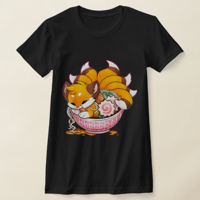 Camiseta Fun Fox Ramen Noodles Japoneses Cute Kawaii Anime  (Distribución)