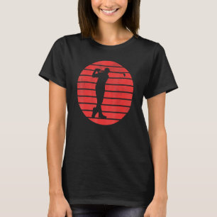 Camiseta Fun Golfer Swating Golf Club Silhouette On Red Su