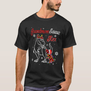 Camiseta Fun Grandmomsaurus Rex Cute Dinosaur Red Plaid Chr