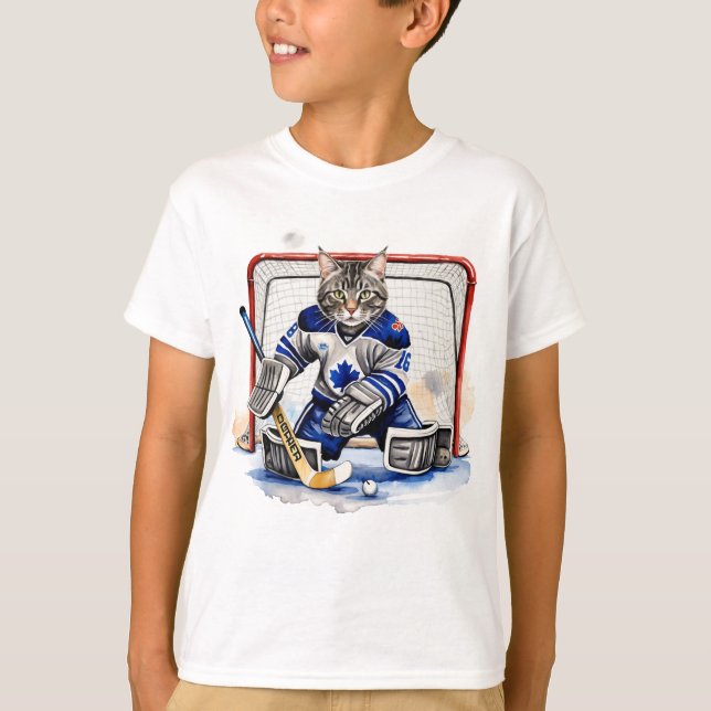 Camiseta Fun Guay Cat Hockey Goalie Animal Humor (Anverso)
