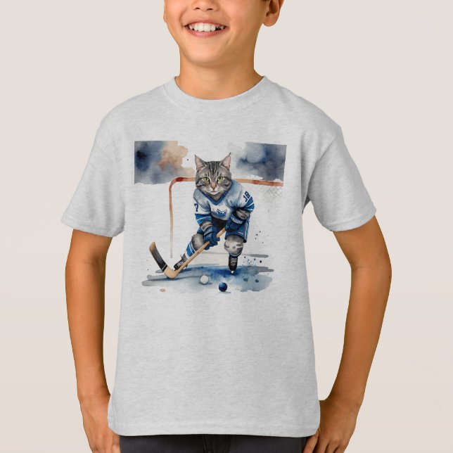 Camiseta Fun Guay Cat Hockey Jugador Humor animal (Anverso)