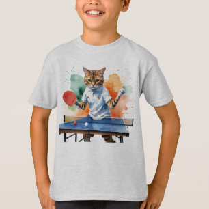 Camiseta Fun Guay Cat Jugando Mesa Tenis Humor Animal