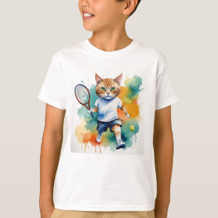 Camiseta Fun Guay Cat Tennis Player Animal Humor
