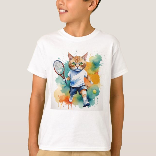 Camiseta Fun Guay Cat Tennis Player Animal Humor (Anverso)