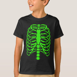 Camiseta Fun Guay Green Skelett Rib Cage Halloween