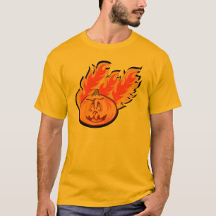 Camiseta Fun Halloween Flaming Calabaza Personalizado Arte
