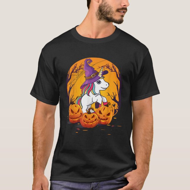 Camiseta Fun Halloween Girls Kids Witchy Unicorn Halloween (Anverso)