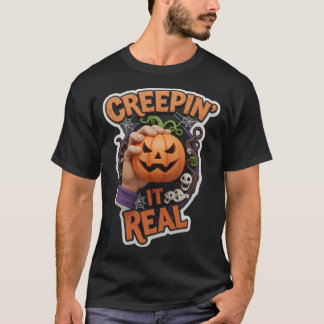 Camiseta Fun Halloween graphic with jackolantern hand spook
