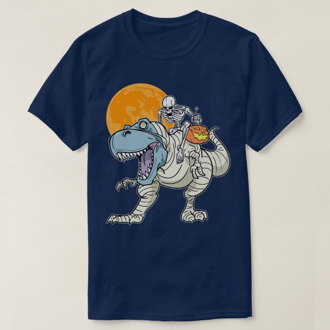 Camiseta Fun Halloween Skeleton Riding Mummy TRe & Jacko'la (Diseño del anverso)