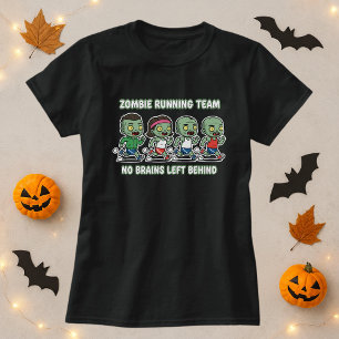 Camiseta Fun Halloween Zombie Corriendo Equipo Para Cerebro
