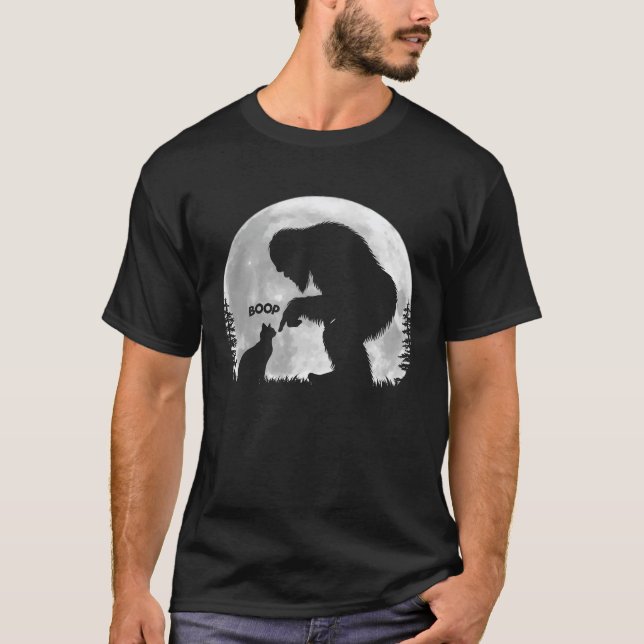 Camiseta Fun Hand Boop Nose Bigfoot Sasquatch Cat (Anverso)