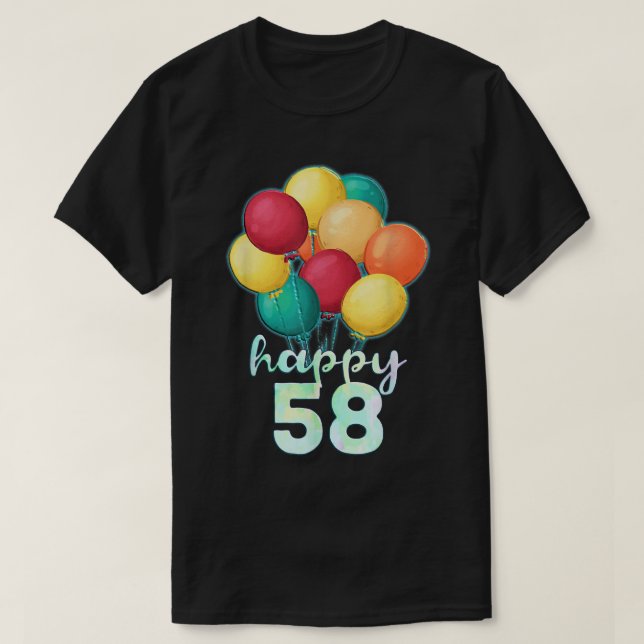 Camiseta Fun Happy Globos de 58 años de edad (Diseño del anverso)