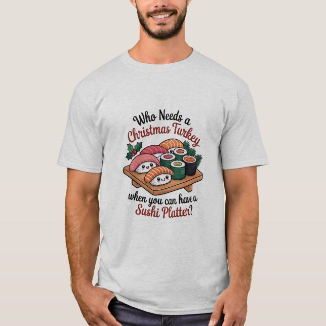 Camiseta Fun Kawaii Christmas Sushi Platter (Anverso)