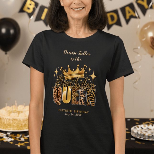 Camiseta Fun Leopard Birthday Queen Fifty Birthday (Subido por el creador)