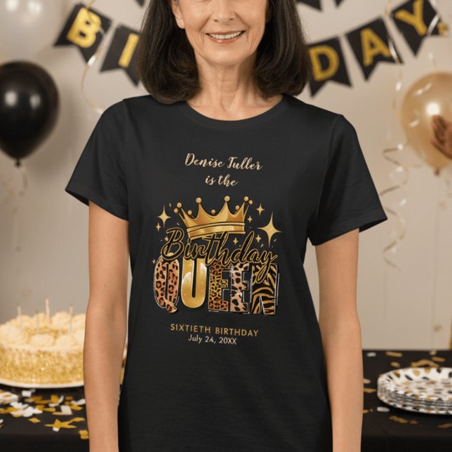 Camiseta Fun Leopard Birthday Queen Sixty Birthday (Subido por el creador)