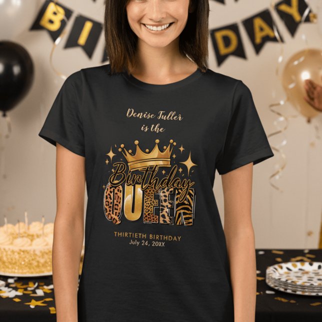 Camiseta Fun Leopard Birthday Queen Thirty Birthday (Subido por el creador)