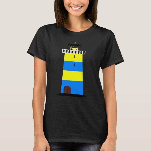 CAMISETA FUN LIGHTHOUSE BLUE AND YELLOW LIGHT HOUSE SAFETY  (Anverso)