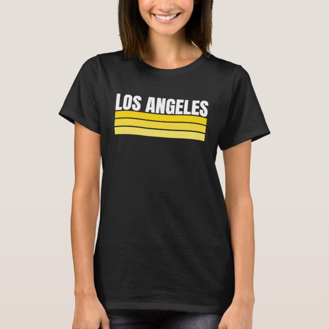 Camiseta Fun Los Angeles Royal Blue Yellow Retro Striped Ho (Anverso)