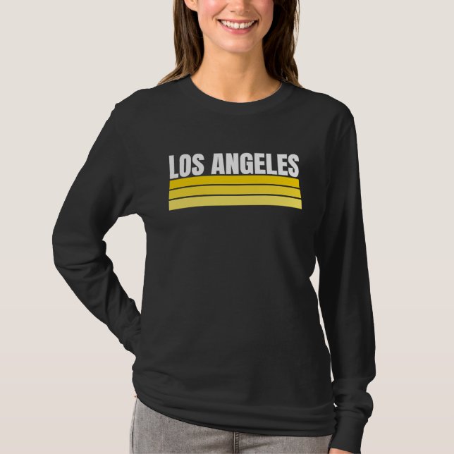 Camiseta Fun Los Angeles Royal Blue Yellow Retro Striped Ho (Anverso)