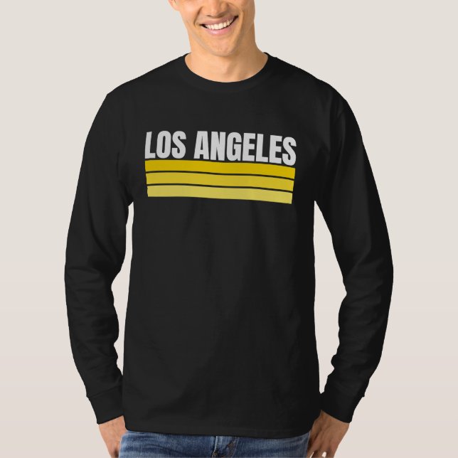 Camiseta Fun Los Angeles Royal Blue Yellow Retro Striped Ho (Anverso)