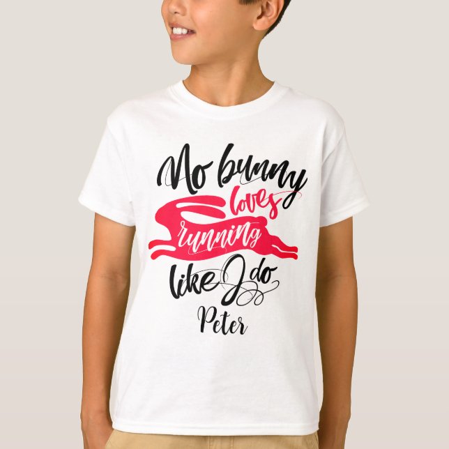 Camiseta Fun Love Run Red Black Bunny Motivation Typography (Anverso)