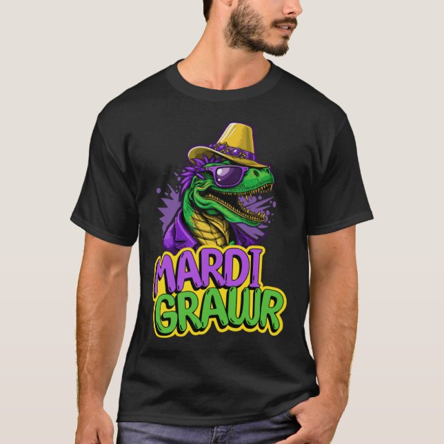 Camiseta Fun Mardi Grawr Dinosaur Tyrannosaurus Rex  Mardi  (Anverso)