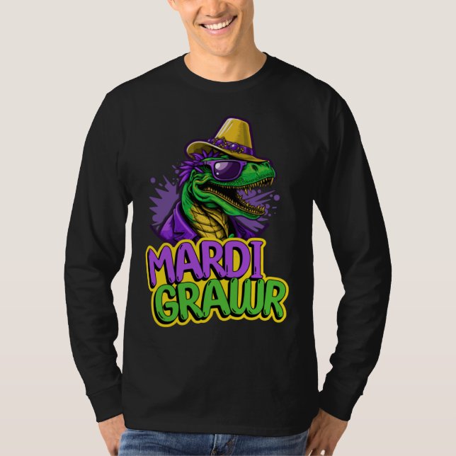 Camiseta Fun Mardi Grawr Dinosaur Tyrannosaurus Rex  Mardi  (Anverso)