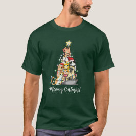 Camiseta Fun Meowy Catmas Cat Árbol de Navidad