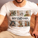 Camiseta Fun moderno ‘MEJOR PAPÁ DE LA HISTORIA’ 6 Foto<br><div class="desc">¡Todo papá es único, así que su regalo debería ser también! Personalice nuestra 'MEJOR PAPÁ QUE HAYA' 6 Camiseta fotográfica con recuerdos preciados, el nombre de su hijo y sus colores favoritos. No es sólo una camisa, ¡es una celebración de papá! Perfecto para cumpleaños, Navidades y el Día del Padre....</div>