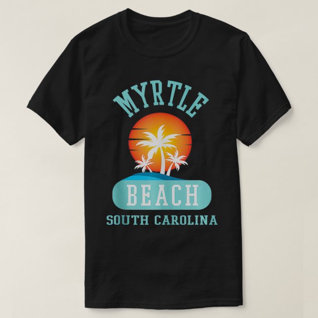 Camiseta Fun Myrtle Beach Novedad Palm Tree Arte Gráfico (Diseño del anverso)