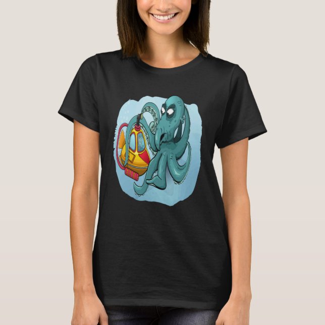 CAMISETA FUN OCTOPUS OCTOPUS DIVER PERISCOPE UNDERWATER SUB (Anverso)