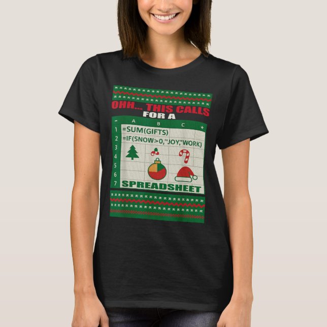 Camiseta Fun Oh This Calls For A Spreadsheet Christmas Swea (Anverso)