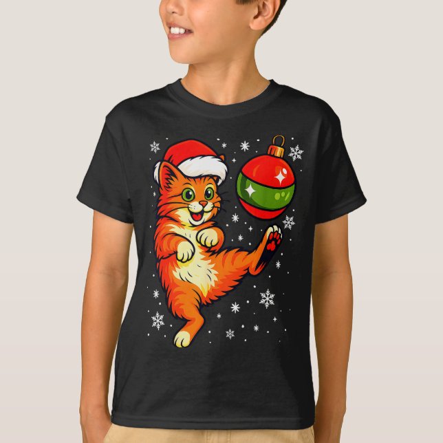 Camiseta Fun Orange Cat Humor Christmas Ornament Football S (Anverso)