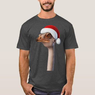 Camiseta Fun Ostrich Weating Santa Hat Animal Humor