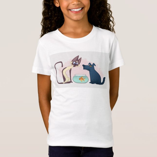 Camiseta Fun Personalizado Cat Goldfish Dog (Anverso)