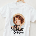 Camiseta Fun Personalizado moderno de Guay Fun Photo Birthd<br><div class="desc">El diseño es moderno y sencillo. Añade una foto personalizado de la celebración de cumpleaños y agrega su nombre,  agrega un mensaje personalizado</div>