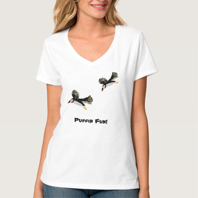 Camiseta Fun Puffin Bird Art (Anverso)
