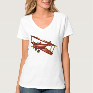 Camiseta Fun Red Bi-plane Aviation Aerospace Flight