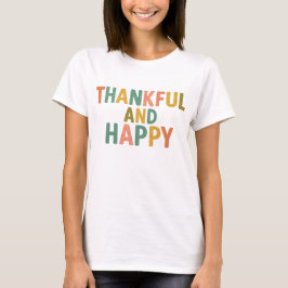 Camiseta Fun Retro Colorful Pattern Thankful and Happy