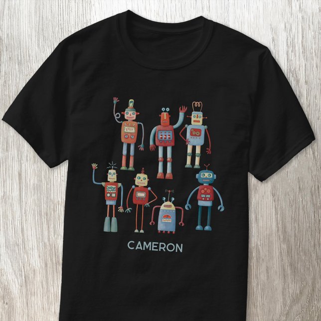 Camiseta Fun Retro Robot Personalizado (Fun retro robot personalized custom name t-shirt)