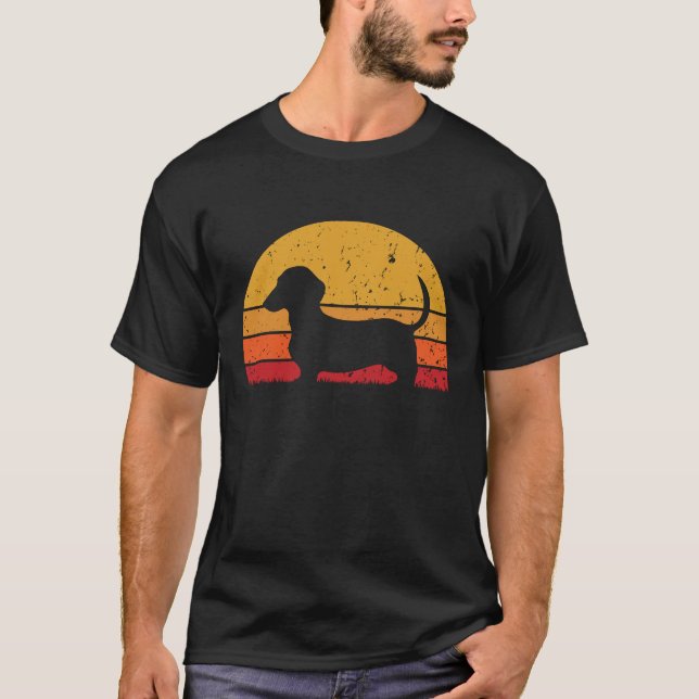 Camiseta Fun Retro Vintage Sunset Dachshund (Anverso)