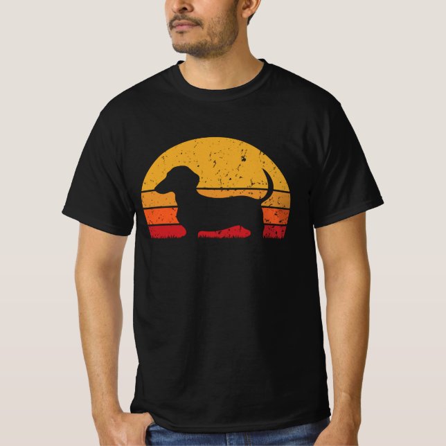 Camiseta Fun Retro Vintage Sunset Dachshund (Anverso)