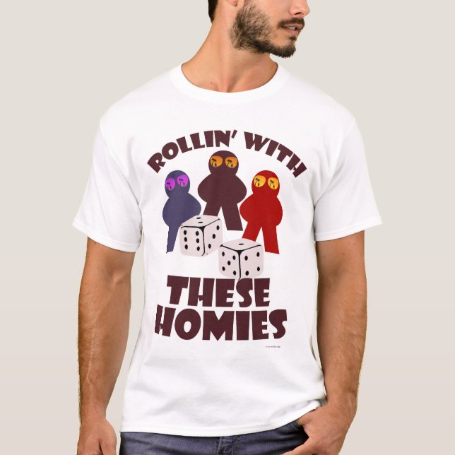 Camiseta Fun Rolling Homies Boardgame Meeple Art (Anverso)