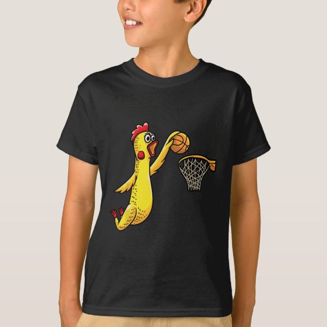 Camiseta Fun Rubber Chicken jugando al baloncesto deportivo (Anverso)