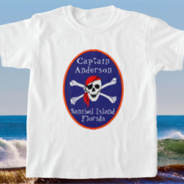 Camiseta Fun Sanibel Island FL Pirate con nombre de niño