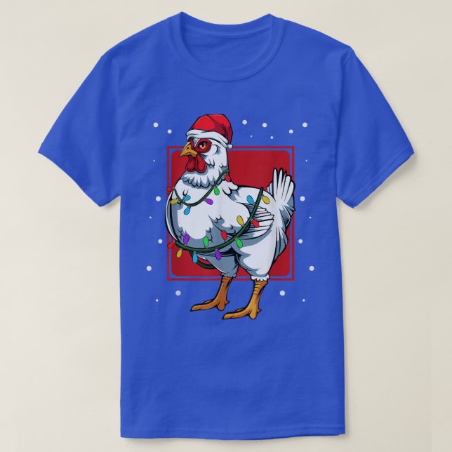 Camiseta Fun Santa Cute celebra con luces de pollo Chris (Diseño del anverso)