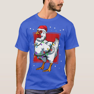 Camiseta Fun Santa Cute celebra con luces de pollo Chris