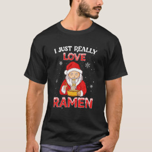 Camiseta Fun Santa Love Ramen japonés Noodles Kawaii Chris