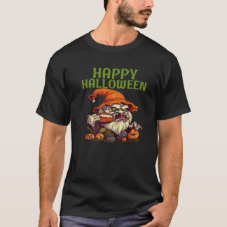 Camiseta Fun Scary Zombie Gnome Eating Candy Gnomes Happy H